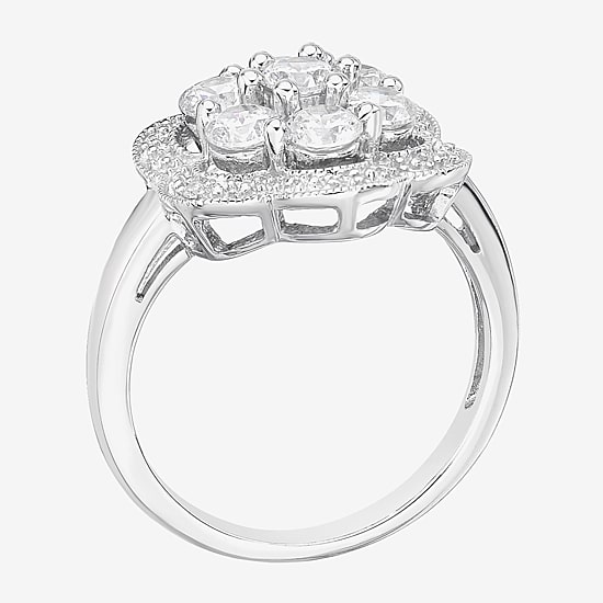 DiamonArt® Womens 1 1/6 CT. T.W.  White Cubic Zirconia Sterling Silver Cocktail Ring