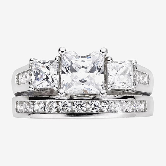 Cubic Zirconia Sterling Silver Bridal Set