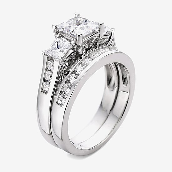 Cubic Zirconia Sterling Silver Bridal Set