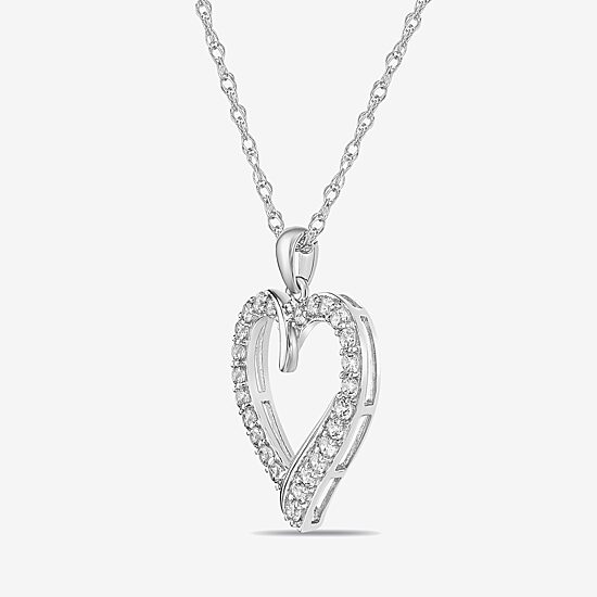 Diamonart Womens White Cubic Zirconia Sterling Silver Heart 18 Inch Pendant Necklace
