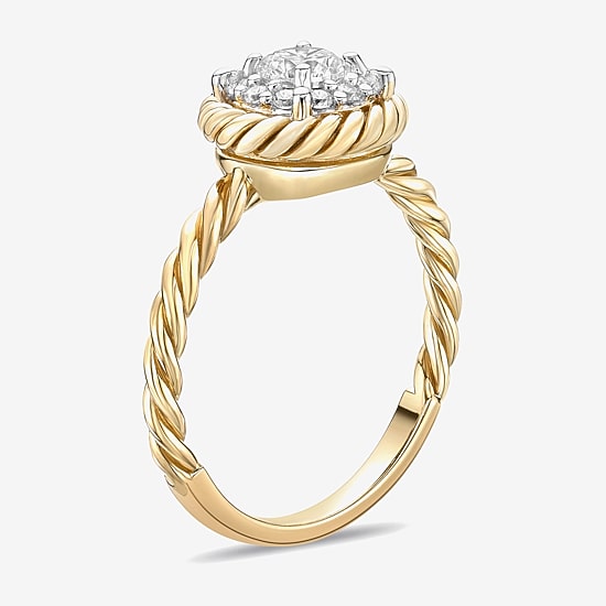 Diamonart Womens Cubic Zirconia 14K Gold Over Silver Round Halo Engagement Ring