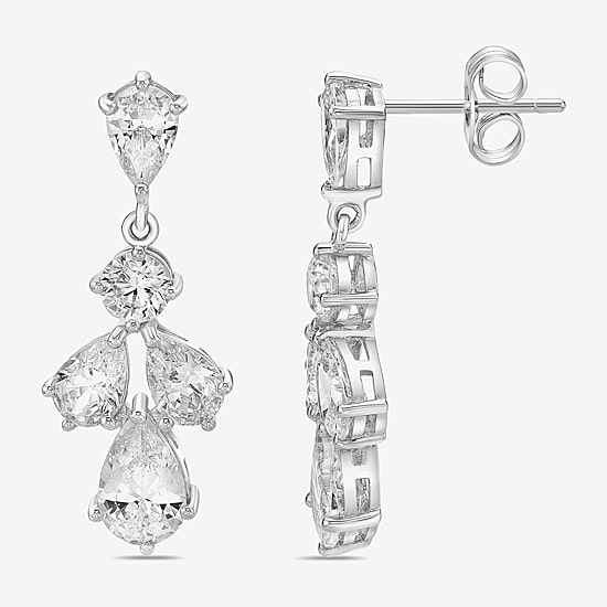 DiamonArt® White Cubic Zirconia Sterling Silver Drop Earrings