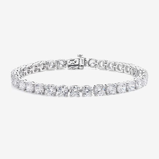 Womens Cubic Zirconia Sterling Silver 7.5 Inch Tennis Bracelet