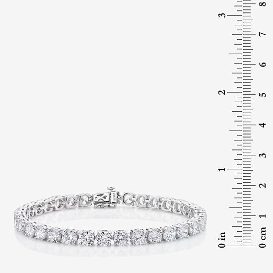 Womens Cubic Zirconia Sterling Silver 7.5 Inch Tennis Bracelet