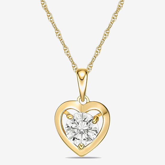 Diamonart Womens Cubic Zirconia 14K Gold Over Silver Heart 18 Inch Pendant Necklace