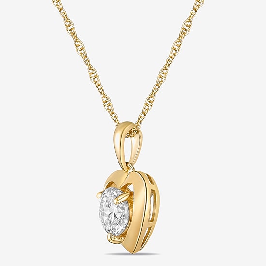 Diamonart Womens Cubic Zirconia 14K Gold Over Silver Heart 18 Inch Pendant Necklace