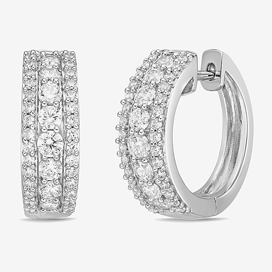 Diamonart Womens Cubic Zirconia Sterling Silver 17.1mm Hoop Earrings