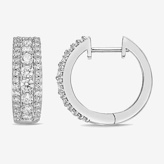 Diamonart Womens Cubic Zirconia Sterling Silver 17.1mm Hoop Earrings