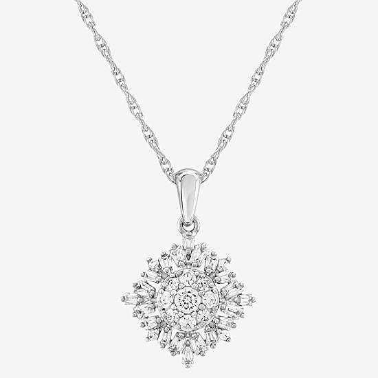 DiamonArt® Womens White Cubic Zirconia Sterling Silver Pendant