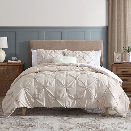 Swift Home Striped Pintuck Midweight Down Alternative Comforter Set
