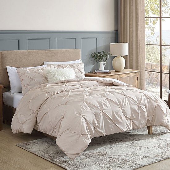 Swift Home Striped Pintuck Midweight Down Alternative Comforter Set