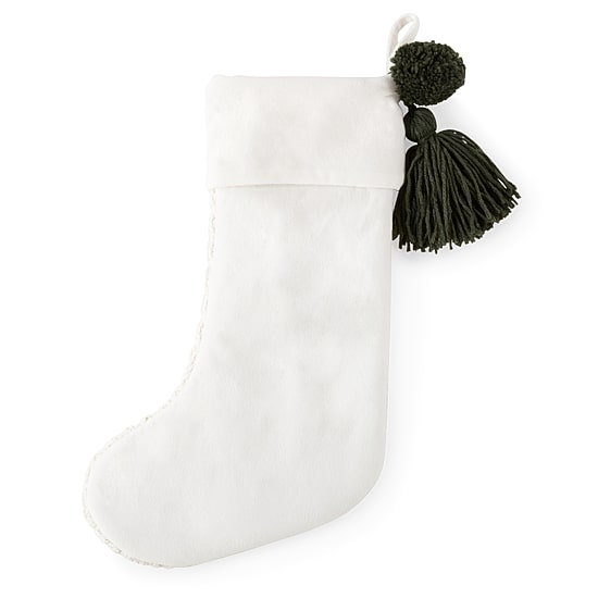 North Pole Trading Co. Ivory Knit Monogram Christmas Stocking