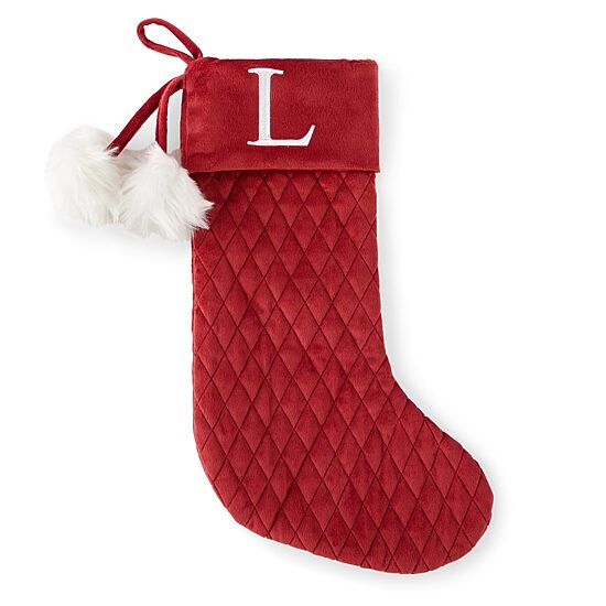 North Pole Trading Co. Red Quilted Monogram Christmas Stocking