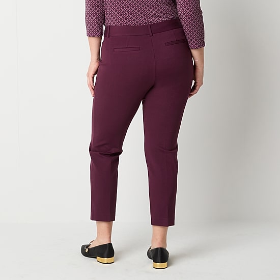 Liz Claiborne Emma Ponte Womens Straight Mid Rise Ankle Pant