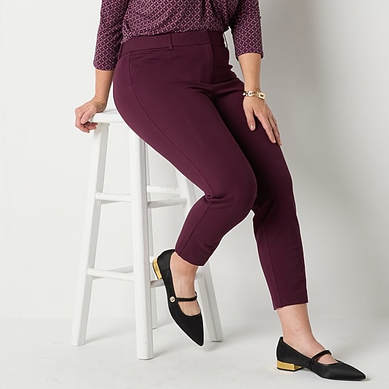 Liz Claiborne Emma Ponte Womens Straight Mid Rise Ankle Pant