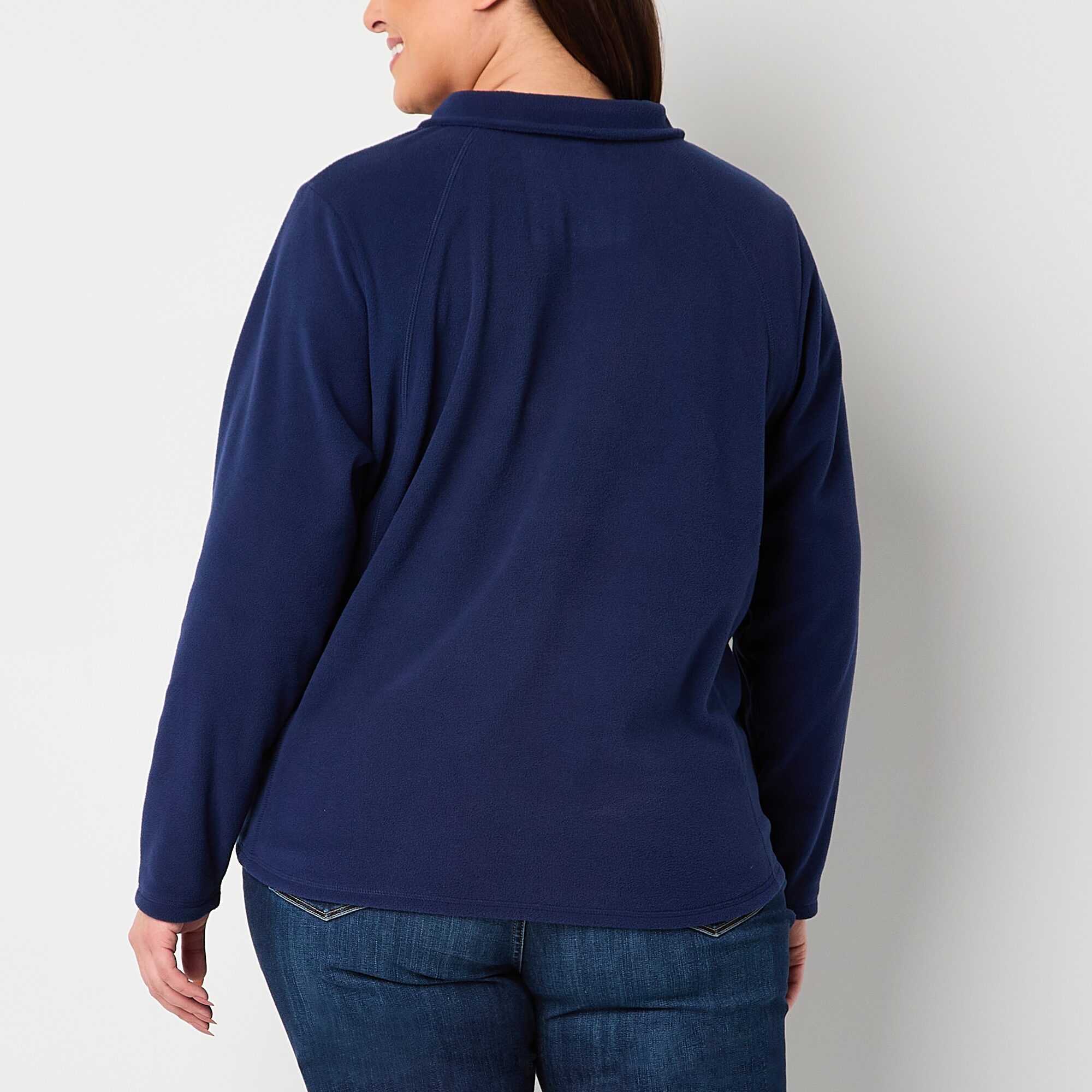 St. John's Bay Polar Fleece Womens Plus Long Sleeve Sweatshirt