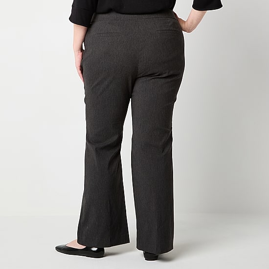 Liz Claiborne Lisa Womens Plus Flare Mid Rise Pull-On Pant