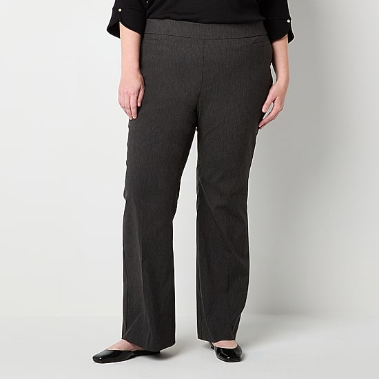 Liz Claiborne Lisa Womens Plus Flare Mid Rise Pull-On Pant