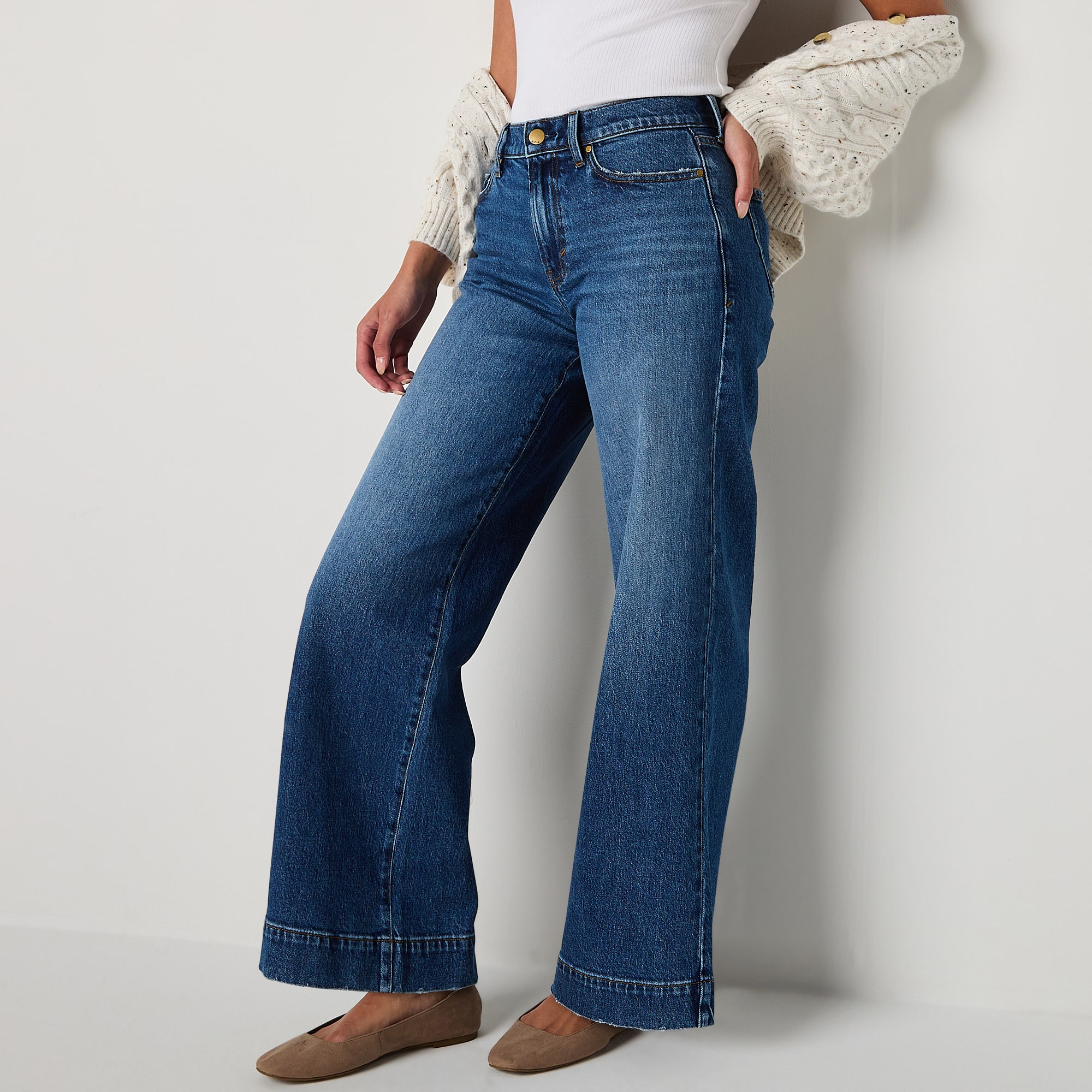 a.n.a Womens Tall High Rise Wide Leg Jean
