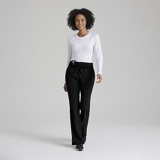 Barco One 5206 Stride 5-Pocket Mid-Rise Straight Leg Womens Plus Tall Tag Free Stretch Fabric Moisture Wicking Scrub Pant