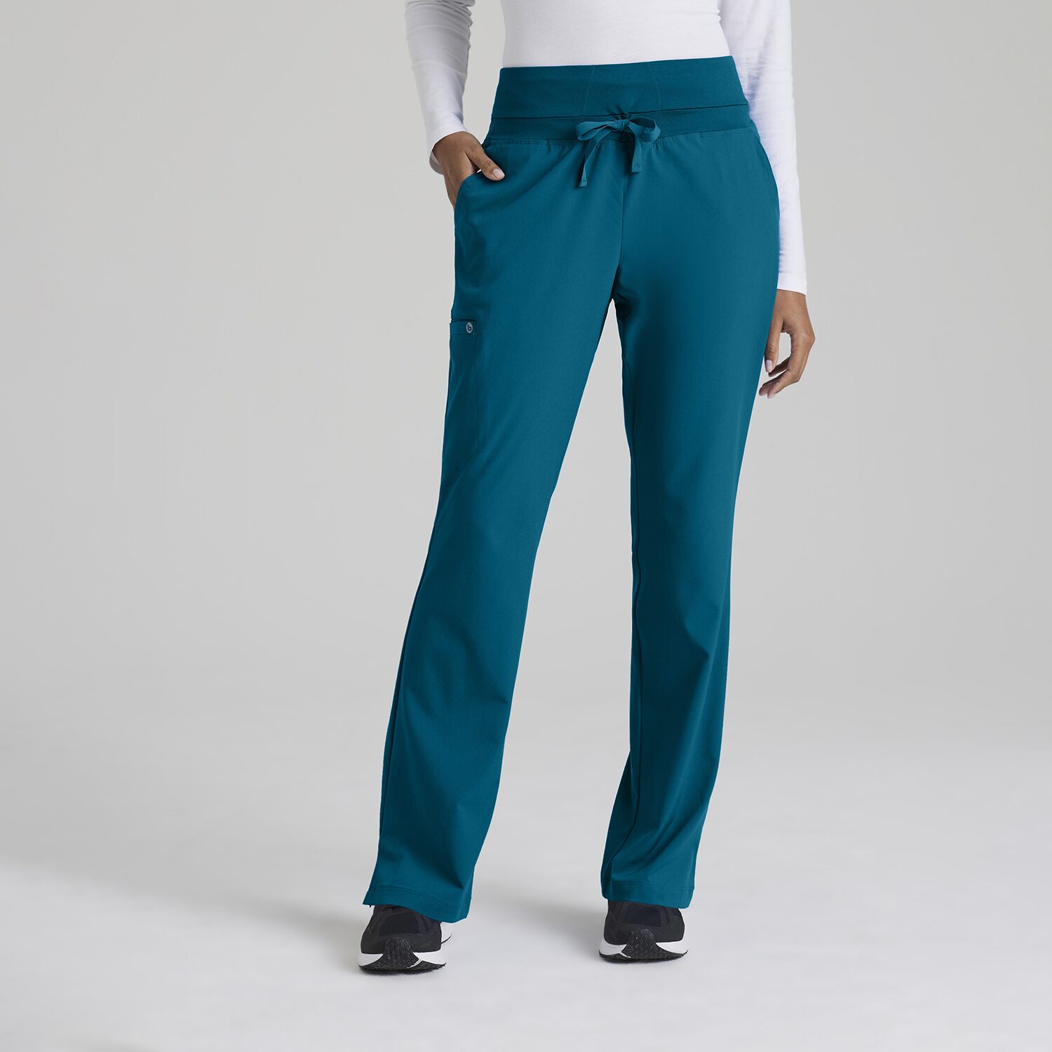 Barco One 5206 Stride 5-Pocket Mid-Rise Straight Leg Womens Plus Tall Tag Free STRETCH FABRIC Moisture Wicking Scrub Pant