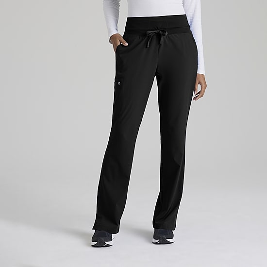 Barco One 5206 Stride 5-Pocket Mid-Rise Straight Leg Womens Plus Tall Tag Free Stretch Fabric Moisture Wicking Scrub Pant