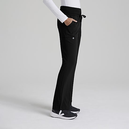 Barco One 5206 Stride 5-Pocket Mid-Rise Straight Leg Womens Plus Tall Tag Free Stretch Fabric Moisture Wicking Scrub Pant