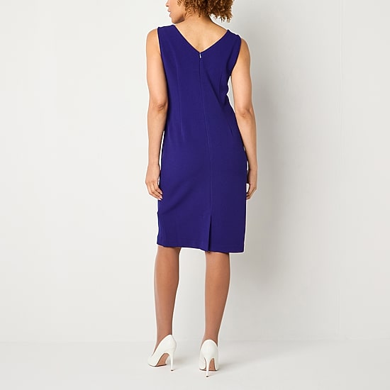Maya Brooke Womens Pearl Trim Grid Jacket Dress