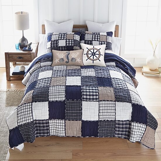 Donna Sharp Checker Indigo Nautical 2-pc. Rectangular Throw Pillow