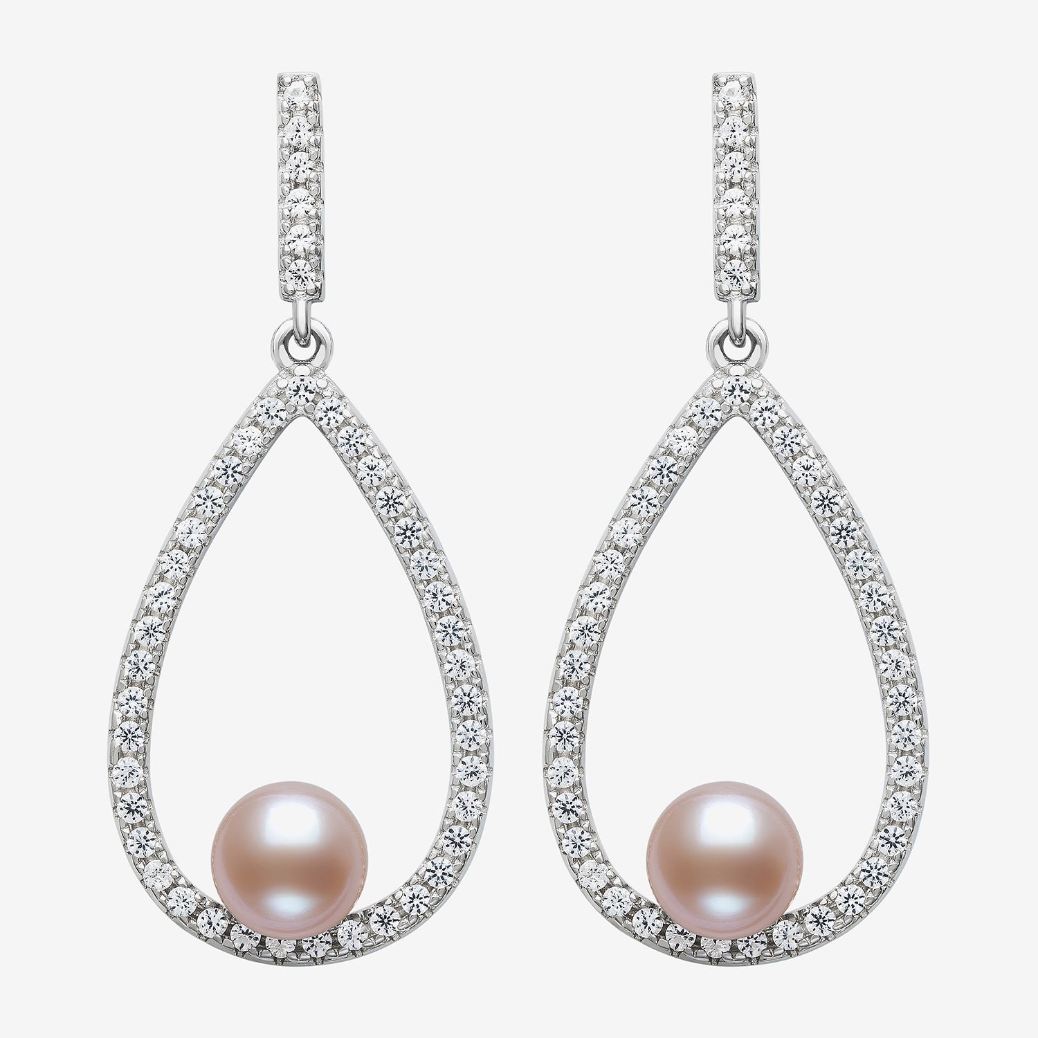 Womens Pink Cultured Freshwater Pearl Sterling Silver Pear Drop Earrings