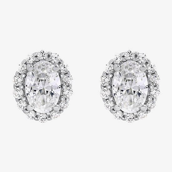 Si2,H-I 1 CT. T.W. Lab Grown White Diamond 10K Gold Oval Stud Earrings