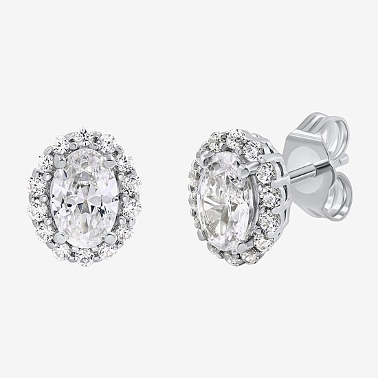 Si2,H-I 1 CT. T.W. Lab Grown White Diamond 10K Gold Oval Stud Earrings
