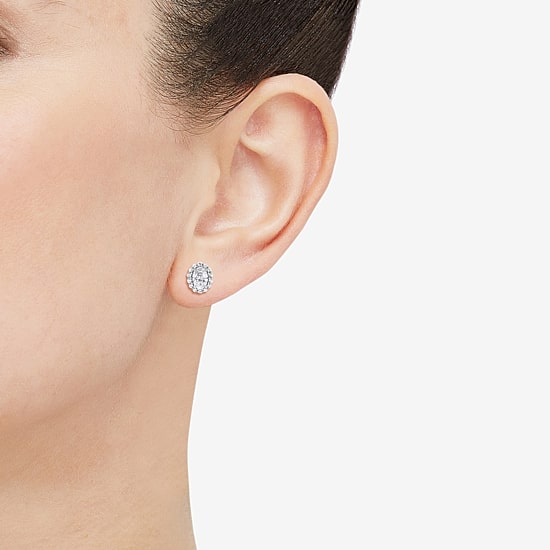 Si2,H-I 1 CT. T.W. Lab Grown White Diamond 10K Gold Oval Stud Earrings