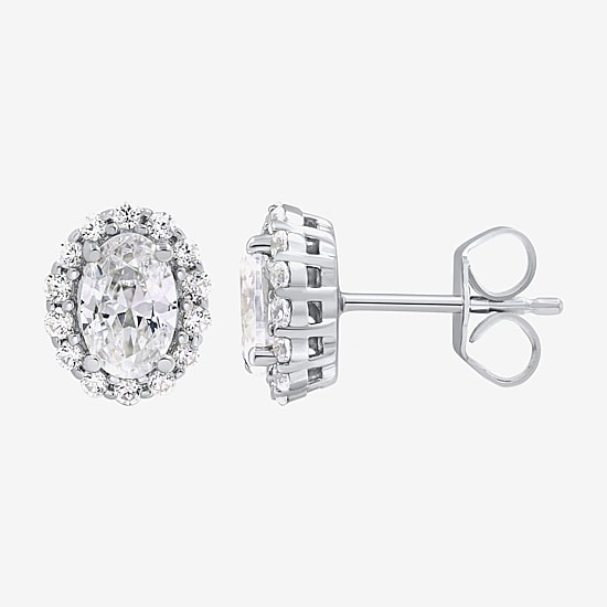 Si2,H-I 1 CT. T.W. Lab Grown White Diamond 10K Gold Oval Stud Earrings