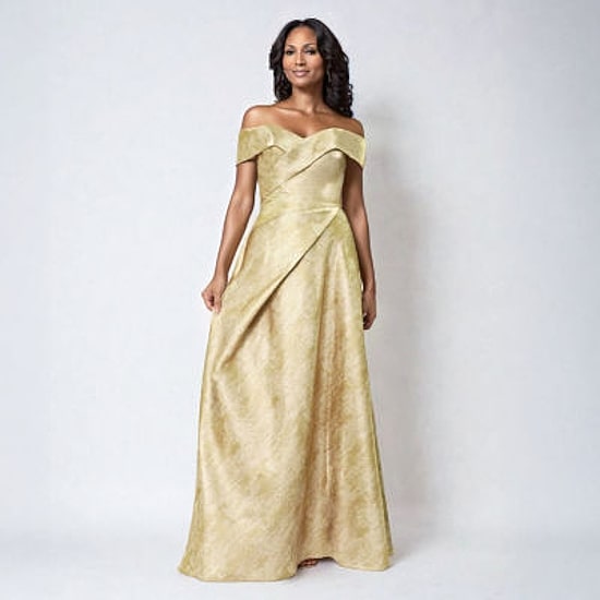 Rene by Rene Ruiz Collection Off The Shoulder Womens Short Sleeve Evening Gown