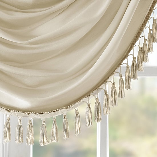 Madison Park Juline Faux Silk 38"W X 46"L Rod Pocket Waterfall Valance