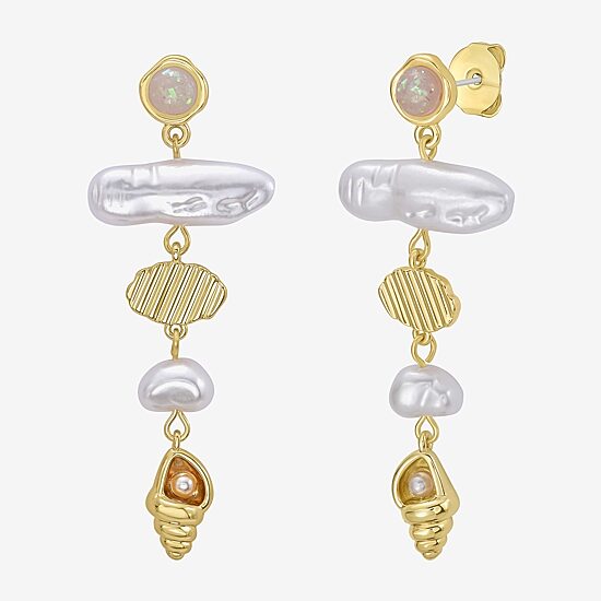 Rebecca Minkoff Womens 14K Gold Over Brass Chandelier Earrings