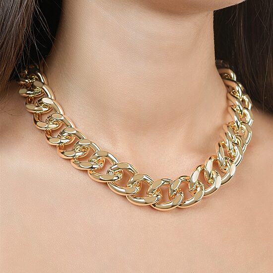 Rebecca Minkoff Womens 14K Gold Over Brass 17 1/2 Inch Curb Chain Necklace