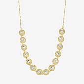 RM Rebecca Minkoff Womens White Cubic Zirconia 14K Gold Over Brass 17 Inch Tennis Necklace