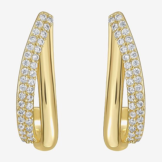 Rebecca Minkoff White Cubic Zirconia 14K Gold Over Brass 2.5mm Stud Earrings