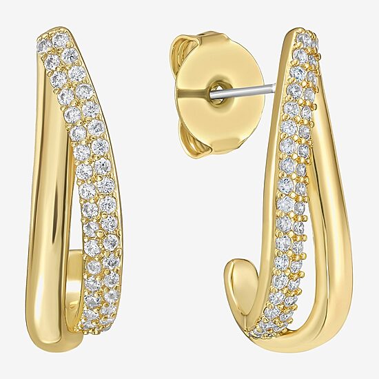 Rebecca Minkoff White Cubic Zirconia 14K Gold Over Brass 2.5mm Stud Earrings