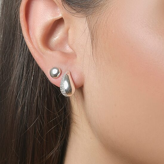 Rebecca Minkoff Womens White Cubic Zirconia 2 Pair Earring Set