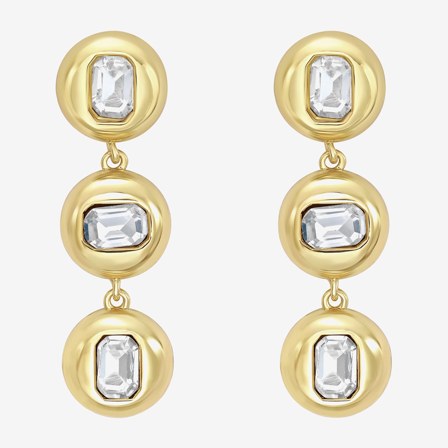 Rebecca Minkoff Womens White Cubic Zirconia 14K Gold Over Brass Drop Earrings