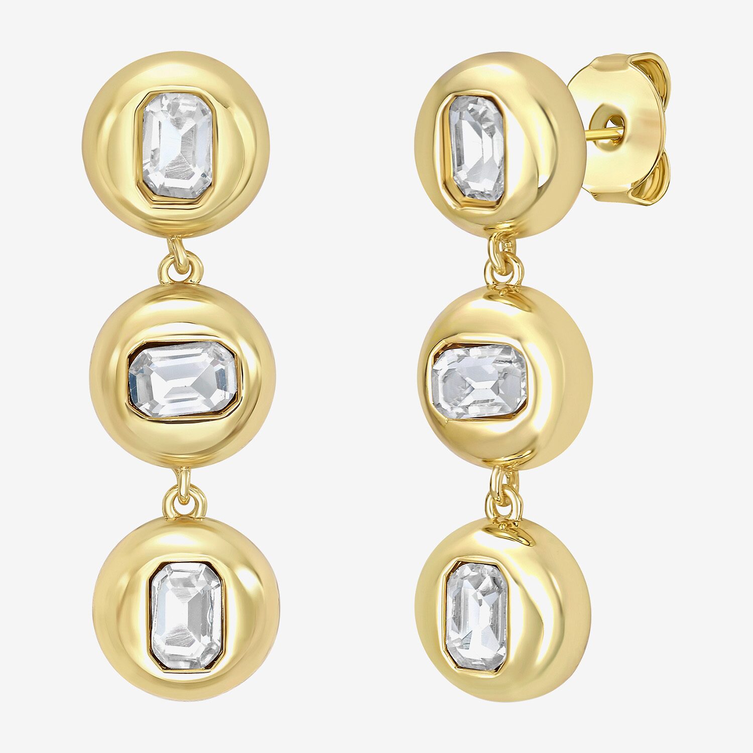 Rebecca Minkoff Womens White Cubic Zirconia 14K Gold Over Brass Drop Earrings