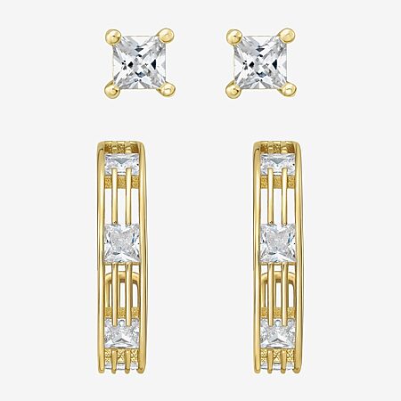 Silver Reflections Womens 24K Gold Over Brass 23mm Hoop Earrings