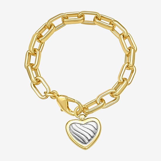 Rebecca Minkoff Gold Addiction Womens 14K Gold Over Brass Heart Charm Bracelet