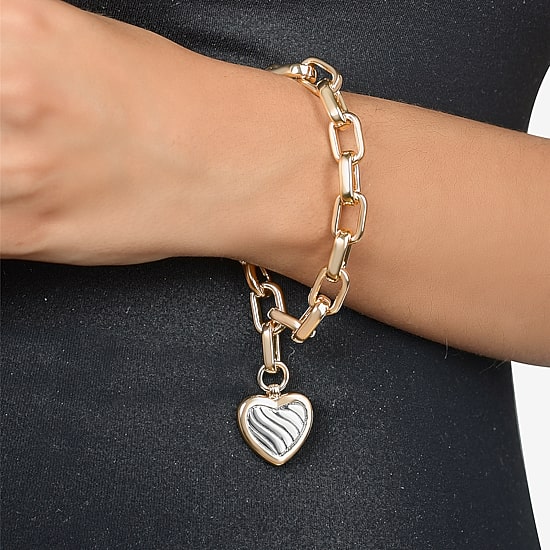 Rebecca Minkoff Gold Addiction Womens 14K Gold Over Brass Heart Charm Bracelet