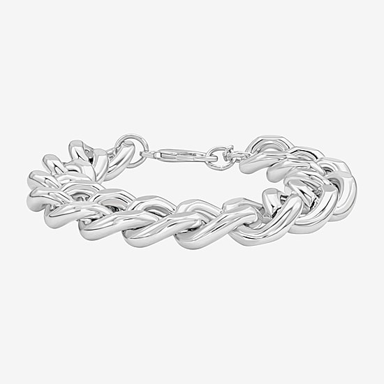 Rebecca Minkoff Silver Addiction Womens 8 Inch Solid Curb Chain Bracelet
