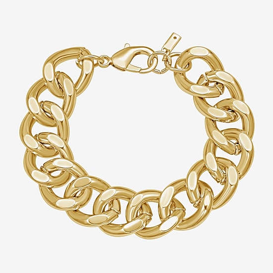 Rebecca Minkoff Gold Addiction Womens 14K Gold Over Brass 8 Inch Solid Curb Chain Bracelet