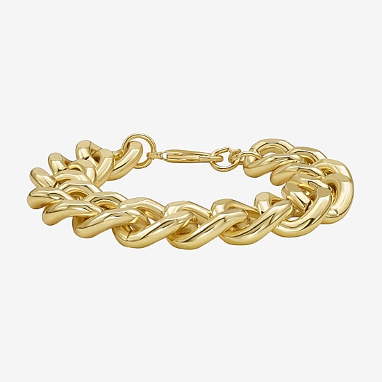 Rebecca Minkoff Gold Addiction Womens 14K Gold Over Brass 8 Inch Solid Curb Chain Bracelet